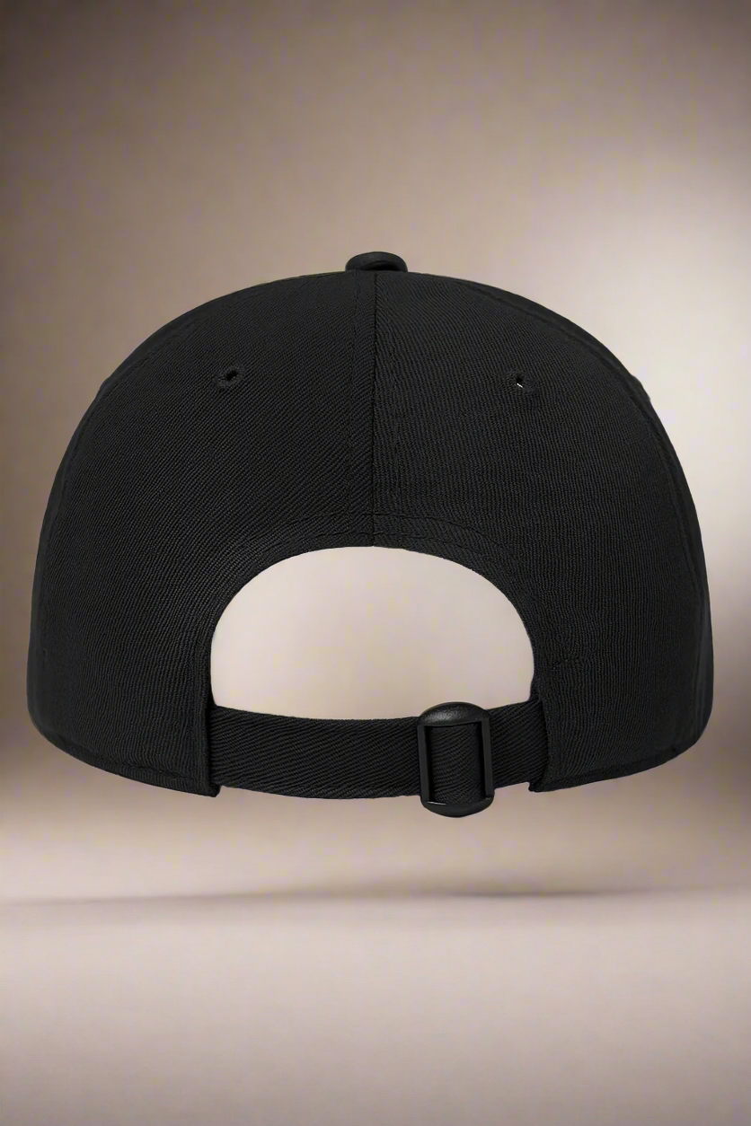 Black cap with white star logo by Peppr. 