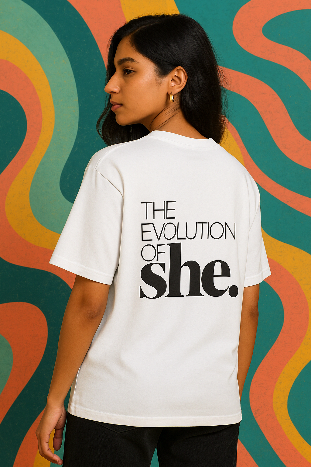 Evolution of She Oversized Women's T-Shirt