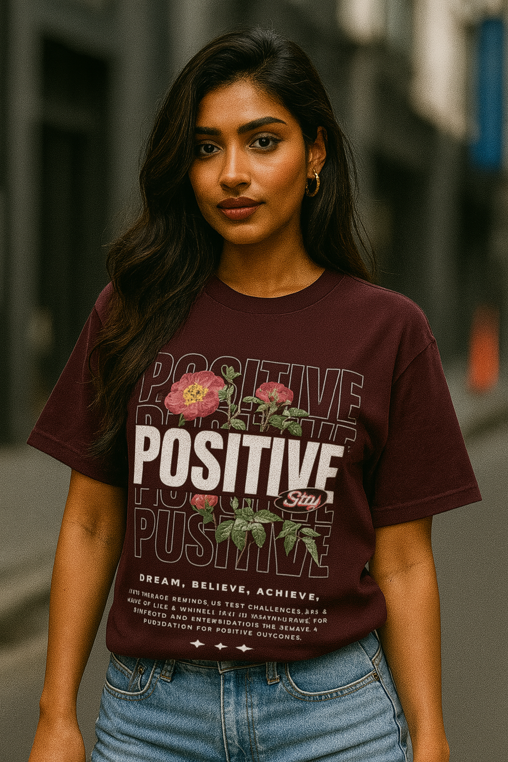 Stay Positive Oversized Women's T-Shirt