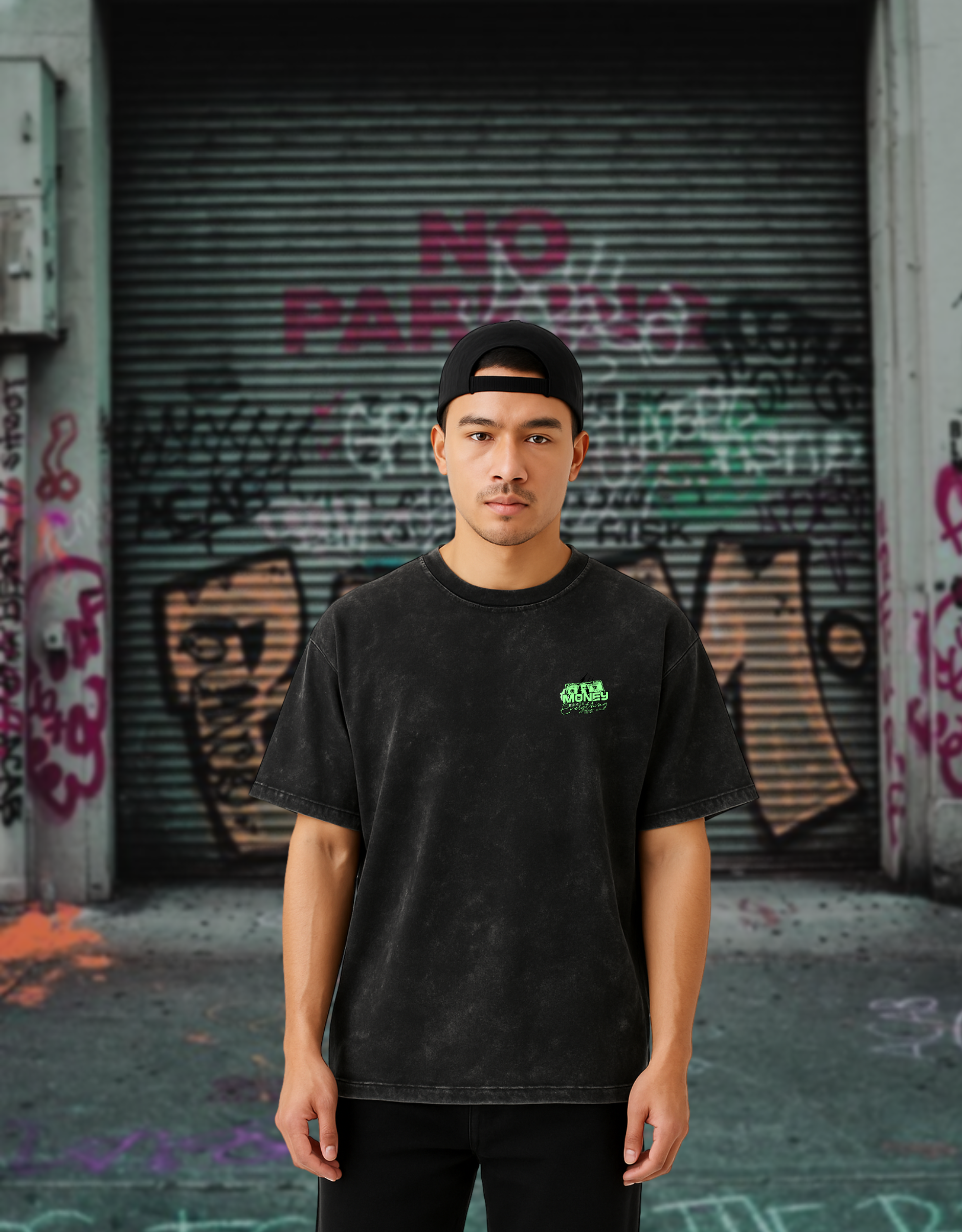 Money Talks Tee – Washed Black | Unisex Oversized Fit